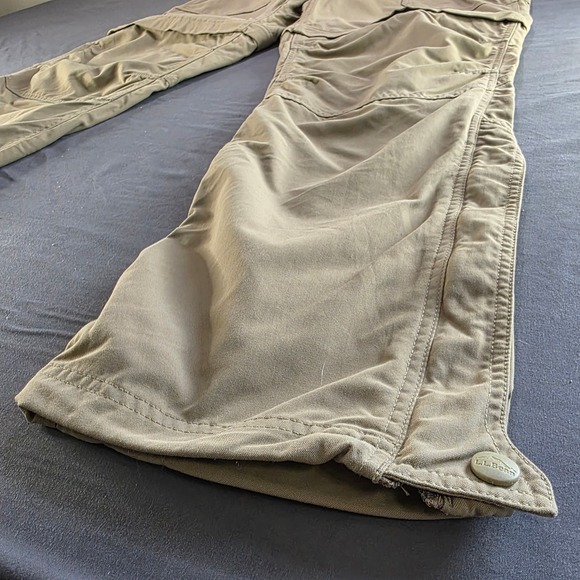 LL Bean Timberledge Zip Off Hiking Pants Khaki Tan Mens L Tall Utility Trail - Picture 2 of 10